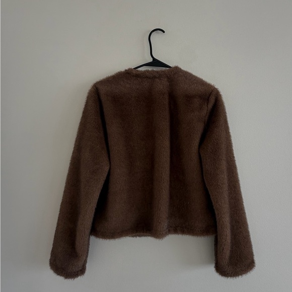 ba&sh Brown Plush Cropped faux fur Jacket - Picture 6 of 6
